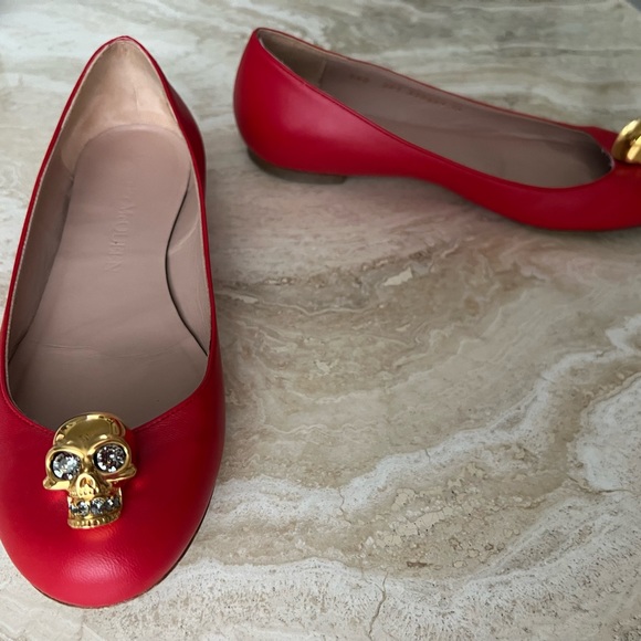 Alexander McQueen gold skull red / Orange ballerina flat shoes 36 used